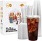 50 Sets 32 OZ Clear Plastic Cups with Lids and Straws, Disposable To Go Iced coffee cups with lids for Cold Drinks, Smoothie, and Slushie
